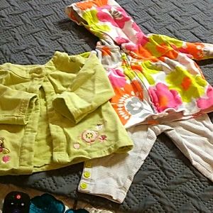 Carter's 6 months striped and flower set, Pooh top